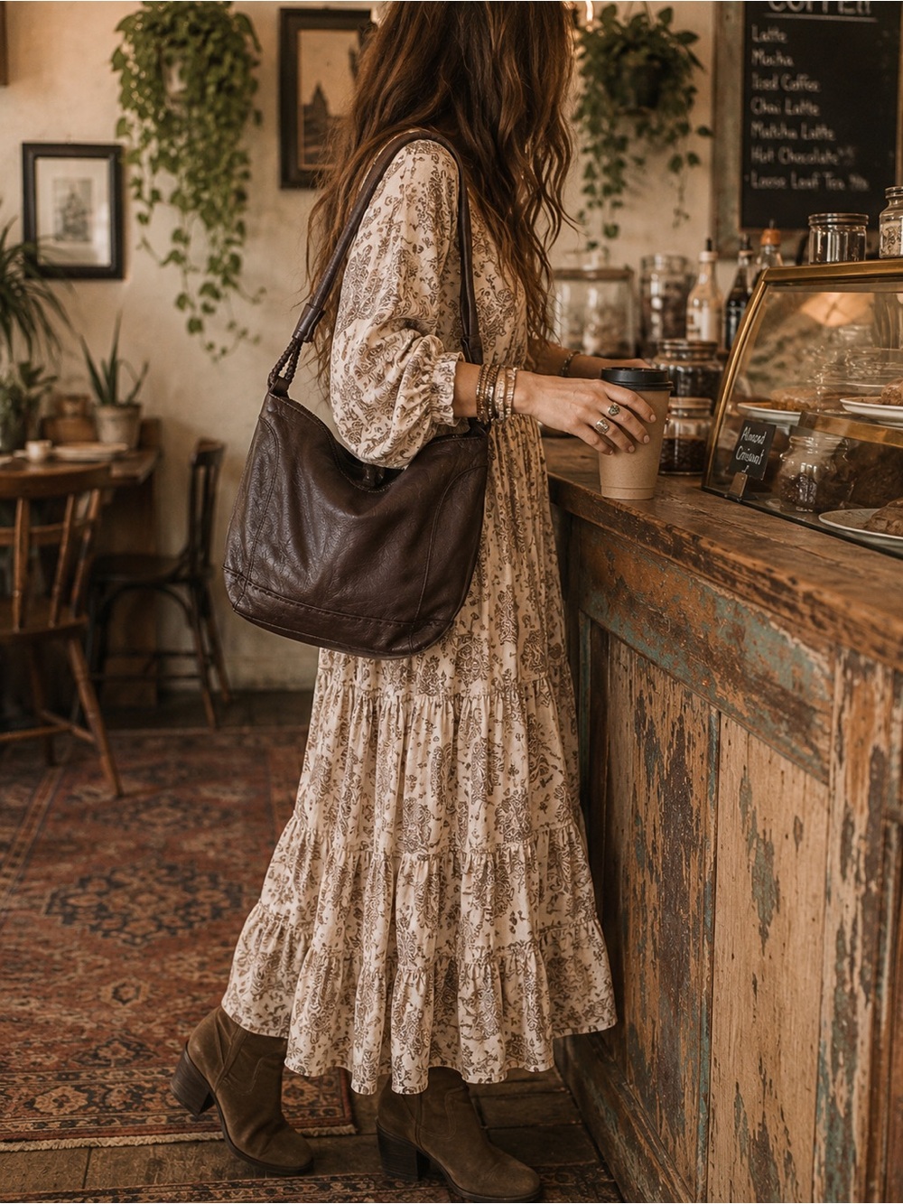 The Sak Brown Leather Hobo Shoulder Bag Braided Strap Boho Slouchy Everyday Purs